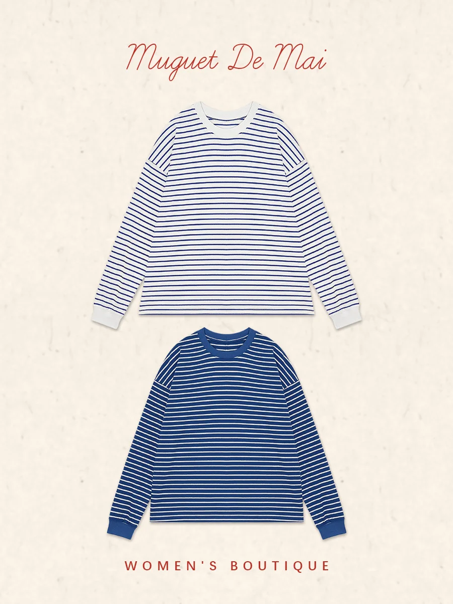 Tang You You Pure Cotton Knitted Long Sleeve Base Shirt Casual Striped Loose Top Women's Simple Style Comfortable Breathable
Tang You You Pure Cotton Knitted Long Sleeve Base Shirt Casual Striped Loose Top Women's Simple Style Comfortable Breathable