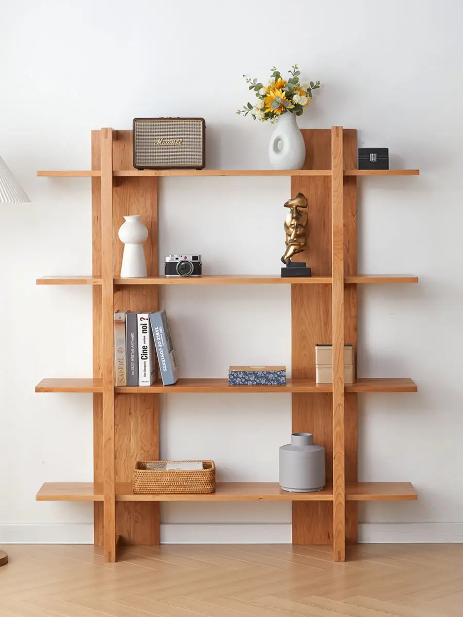Nordic solid wood bookshelf display cabinet, living room floor rack integrated against the wall, home study multi-layer storage
Nordic solid wood bookshelf display cabinet, living room floor rack integrated against the wall, home study multi-layer storage