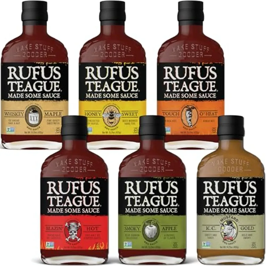 Rufus Teague Sweet BBQ Sauce Gift Set Ultimate Variety Pack for Grilling and Marinating 6 Flavor Collection Ideal BBQ Gifts for
Rufus Teague Sweet BBQ Sauce Gift Set Ultimate Variety Pack for Grilling and Marinating 6 Flavor Collection Ideal BBQ Gifts for
