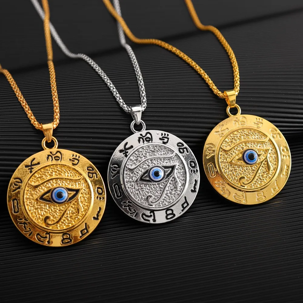 Eye of Horus Muslim Rune Pattern Round Pendant Necklace Men's Necklace Sliding Pendant Metal Necklace Amulet Accessory Jewelry
Eye of Horus Muslim Rune Pattern Round Pendant Necklace Men's Necklace Sliding Pendant Metal Necklace Amulet Accessory Jewelry