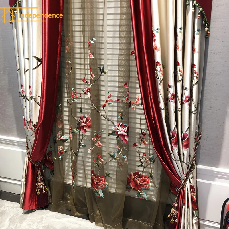 Chinese Style Embroidered Window Screen Cream Red Splicing Curtains for Living Room Bedroom Villa Study Finished Customization
Chinese Style Embroidered Window Screen Cream Red Splicing Curtains for Living Room Bedroom Villa Study Finished Customization