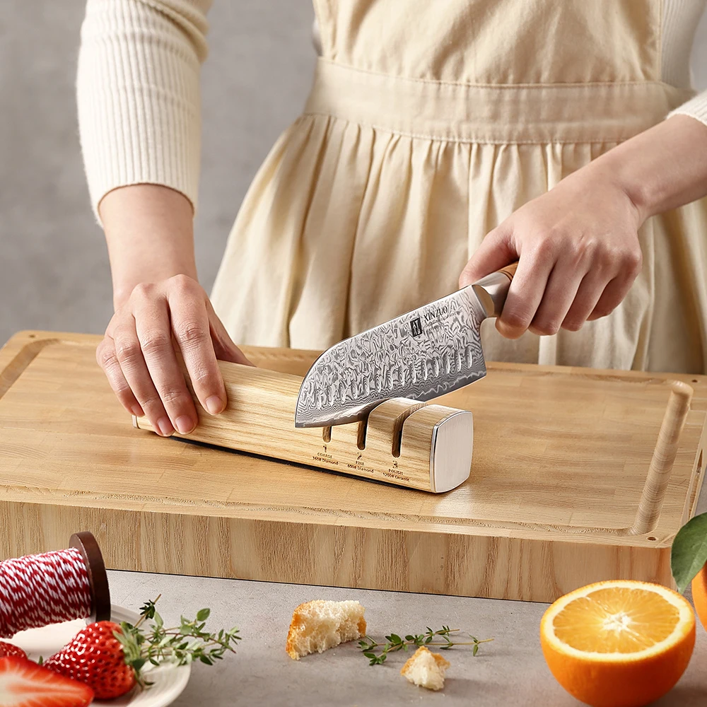 XINZUO 3-in-1 Knife Sharpener, Elegant Wood Handle Knife Sharpening Tool with Non-Slip Base, Easy Use Kitchen Knife Sharpener
XINZUO 3-in-1 Knife Sharpener, Elegant Wood Handle Knife Sharpening Tool with Non-Slip Base, Easy Use Kitchen Knife Sharpener