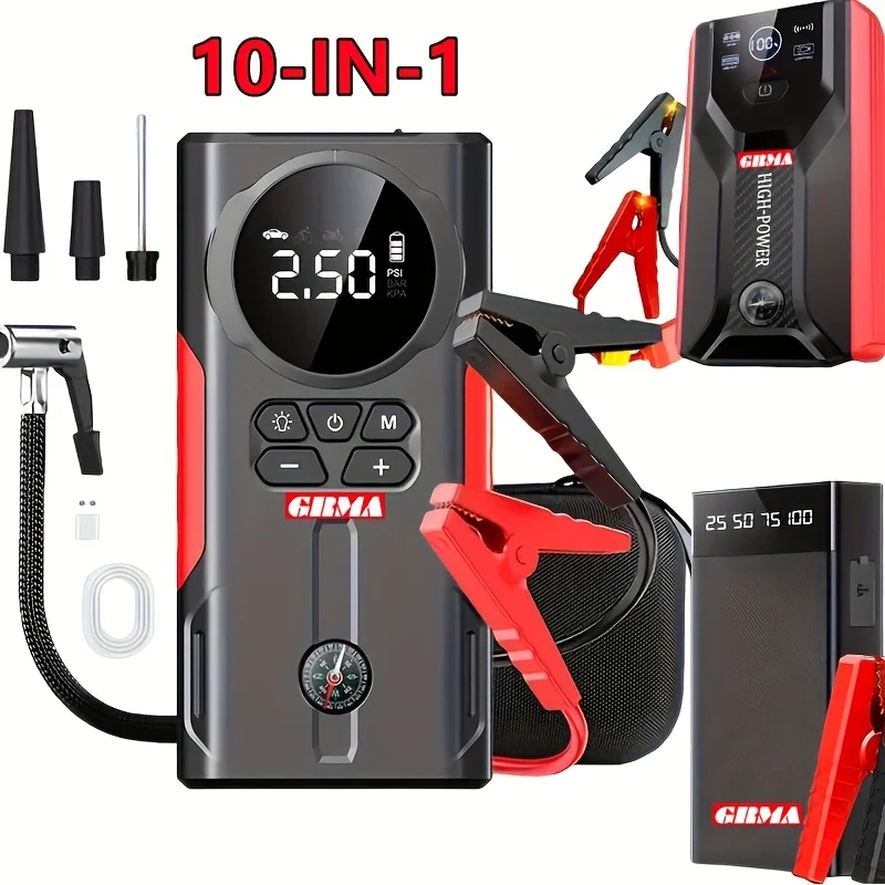 Wireless Car Jump Starter: Battery Jump Starter Portable Peak, 12V Portable Car Battery Charger (8.0L GAS/1.72 Gallon Diesel), Quick Car Start, USB Input/output, LED Emergency, Car Accessory Tool
Wireless Car Jump Starter: Battery Jump Starter Portable Peak, 12V Portable Car Battery Charger (8.0L GAS/1.72 Gallon Diesel), Quick Car Start, USB Input/output, LED Emergency, Car Accessory Tool