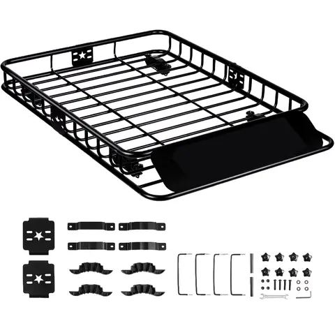 SucceBuy Roof Rack Cargo Basket 46"x36"x4.5" / 51"x36"x5" Rooftop Cargo Carrier Heavy-Duty 200LBS Capacity for SUV Truck Vehicle