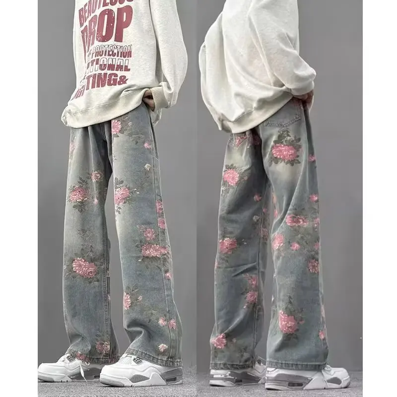 Rose Blossom Jeans American couple Loose Retro Casual Pants Teenagers y2k Street hip-hop Wide Leg Straight Cut Luxury pants
Rose Blossom Jeans American couple Loose Retro Casual Pants Teenagers y2k Street hip-hop Wide Leg Straight Cut Luxury pants