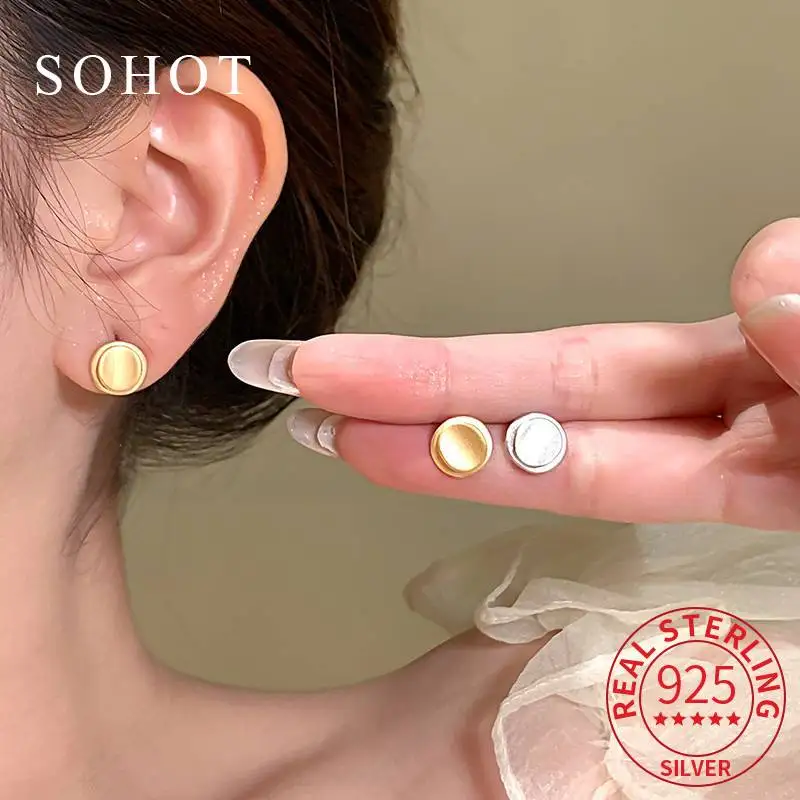 Real 925 Sterling Silver Trendy Minimalist Round Stud Earrings For Women OL Geometric ine Jewelry Light luxury Accessories
Real 925 Sterling Silver Trendy Minimalist Round Stud Earrings For Women OL Geometric ine Jewelry Light luxury Accessories