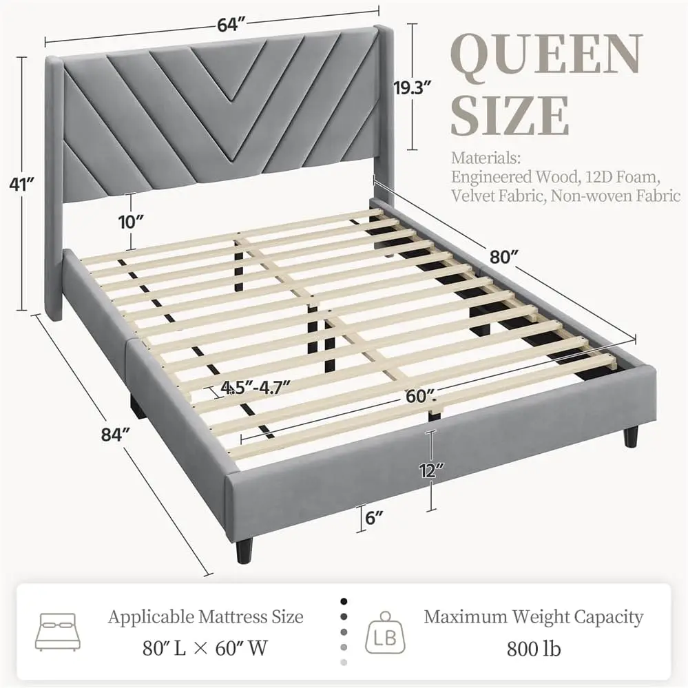 Queen Size Bed Frame Cushioned Platform Bed with Wing Edges/wooden Support/tufted Headboard with Wing Edges/mattress
Queen Size Bed Frame Cushioned Platform Bed with Wing Edges/wooden Support/tufted Headboard with Wing Edges/mattress