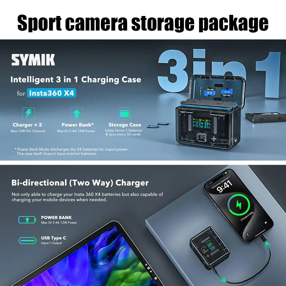 Для Shadowstone для Insta360 X4 зарядное устройство для быстрой зарядки аккумуляторов, светодиодный экран, двухсторонняя интеллектуальная зарядка, бокс для хранения H0D8
Для Shadowstone для Insta360 X4 зарядное устройство для быстрой зарядки аккумуляторов, светодиодный экран, двухсторонняя интеллектуальная зарядка, бокс для хранения H0D8