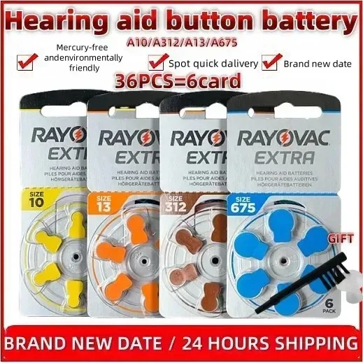 36PCS Rayovac Extra Hearing Aid Batteries A10 A13 A312 A675 Zinc Air 1.45V Zinc Air Batteries For BTE CIC RIC Sound Amplifier
36PCS Rayovac Extra Hearing Aid Batteries A10 A13 A312 A675 Zinc Air 1.45V Zinc Air Batteries For BTE CIC RIC Sound Amplifier