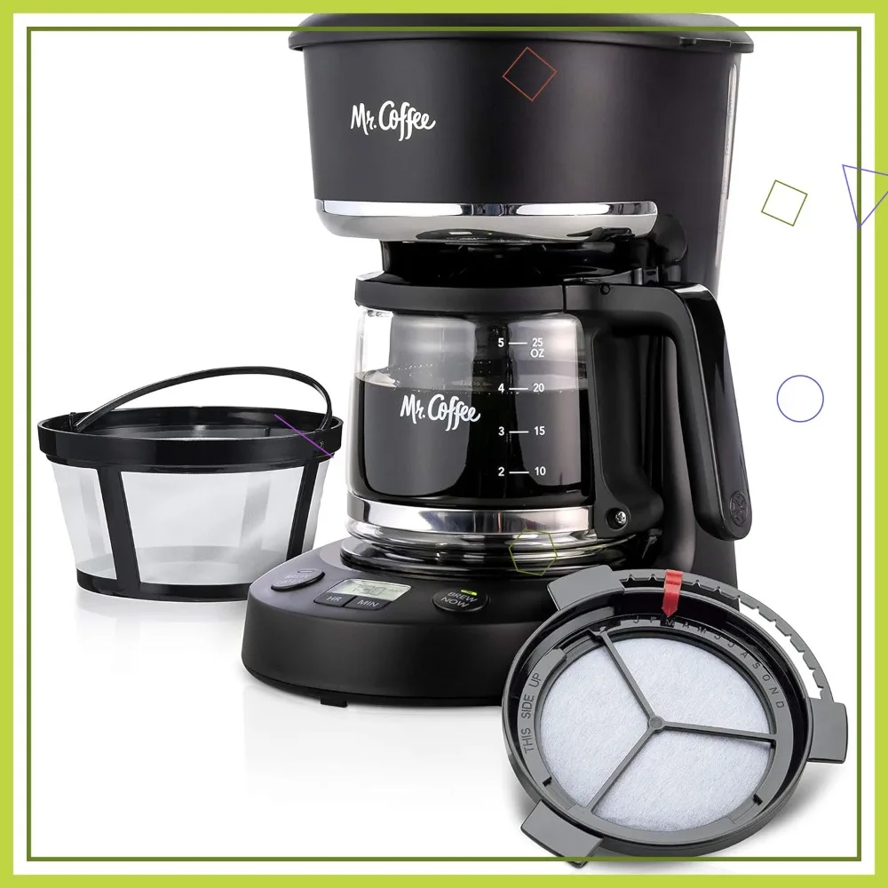 5-Cup Programmable Coffee Maker with Auto Pause & Glass Carafe, Compact Black
5-Cup Programmable Coffee Maker with Auto Pause & Glass Carafe, Compact Black