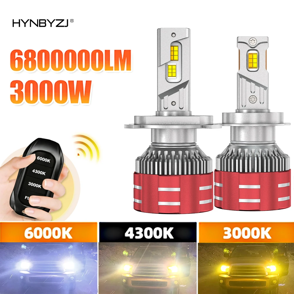 2pcs 3000W Tri-Color LED Headlights H4 H7 H1 H11 H8 9005 HB3 9006 HB4 9012 led with Remote Control Flashing Car Front Lamp 12V
2pcs 3000W Tri-Color LED Headlights H4 H7 H1 H11 H8 9005 HB3 9006 HB4 9012 led with Remote Control Flashing Car Front Lamp 12V