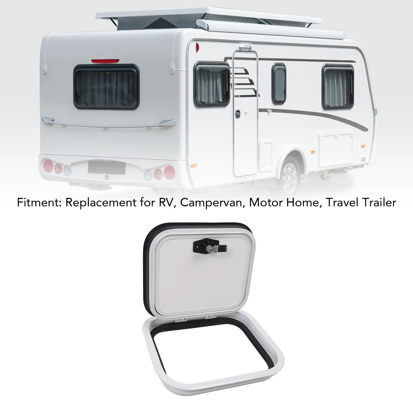 RV Storage Hatch Door with Lock 13.66x 11.61 Inch Surface Mount Aluminum Alloy Square RV Baggage Door for Motor Home Travel
RV Storage Hatch Door with Lock 13.66x 11.61 Inch Surface Mount Aluminum Alloy Square RV Baggage Door for Motor Home Travel