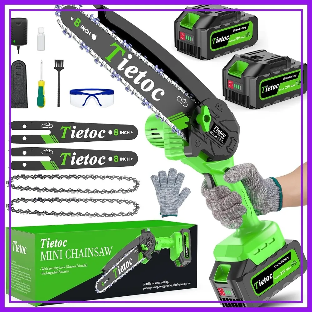 Mini Chainsaw 8 Inch Cordless with 2x 4000mAh Batteries, Auto Oiler, Lightweight Handheld Pruning Saw
Mini Chainsaw 8 Inch Cordless with 2x 4000mAh Batteries, Auto Oiler, Lightweight Handheld Pruning Saw