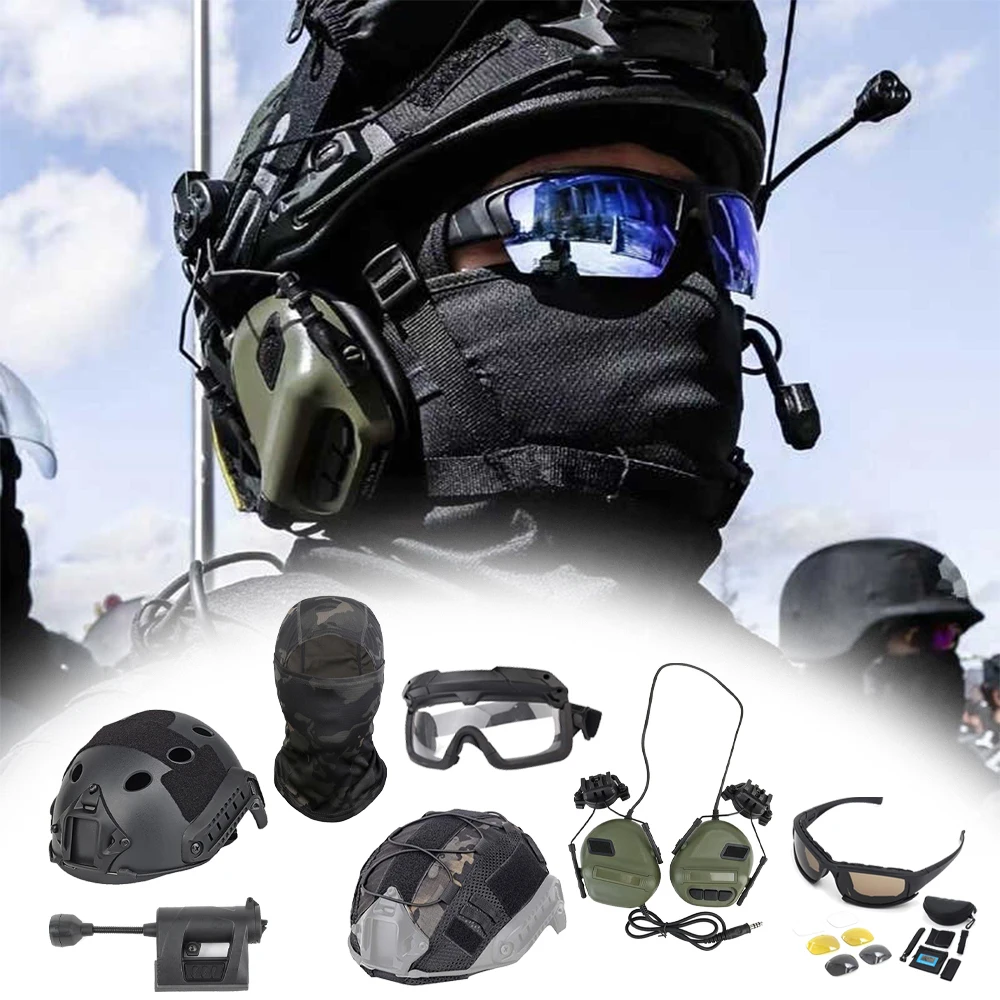 Tactical Helmet Set FAST Full Set of Protective Helmet With Headphones Goggles Helmet Lights CS Cosplay Field Games Equipment
Tactical Helmet Set FAST Full Set of Protective Helmet With Headphones Goggles Helmet Lights CS Cosplay Field Games Equipment