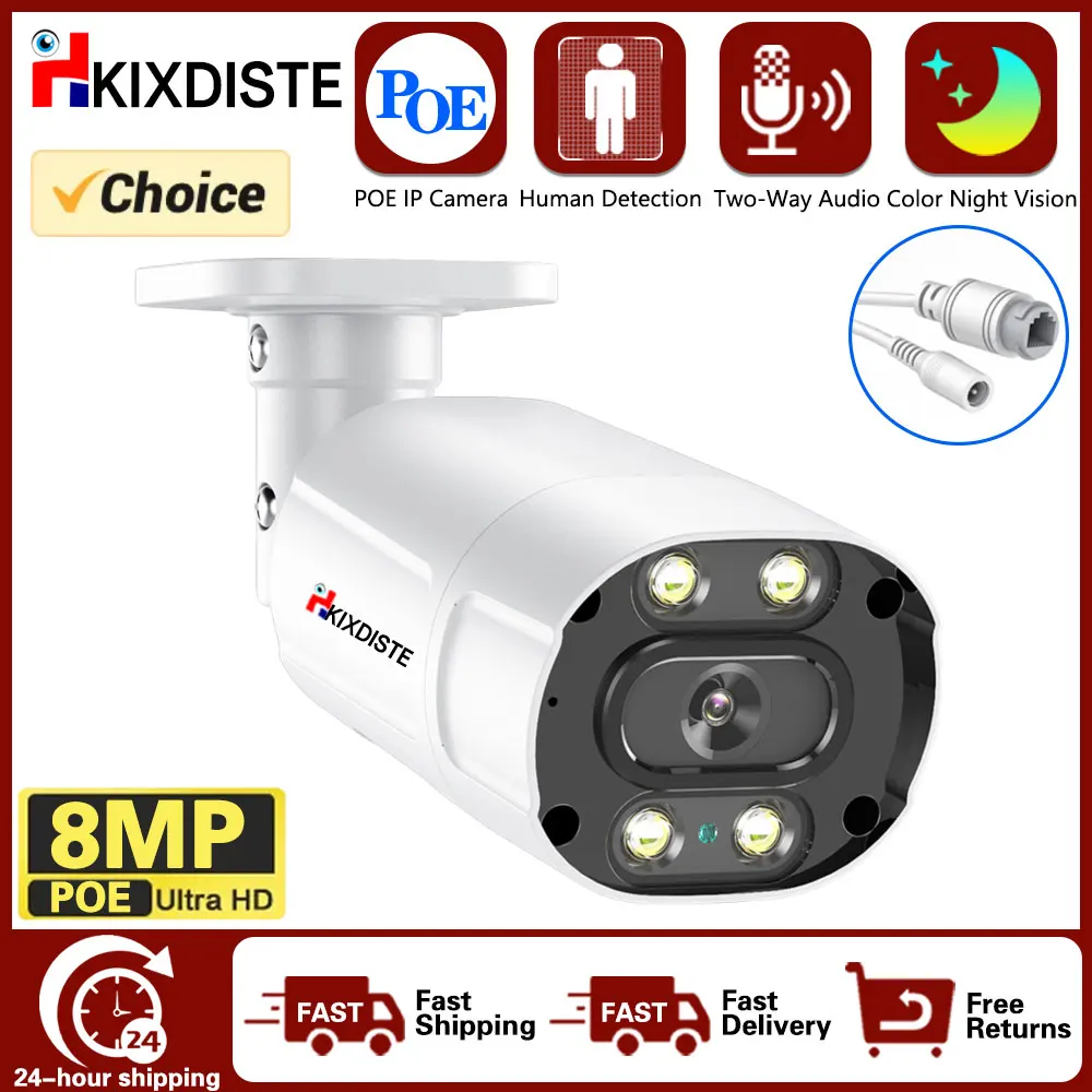 4K 8MP IP Camera Home CCTV Security Camera Metal Black And White Outdoor IP67 Video Surveillance Color Night Vision For POE NVR
4K 8MP IP Camera Home CCTV Security Camera Metal Black And White Outdoor IP67 Video Surveillance Color Night Vision For POE NVR