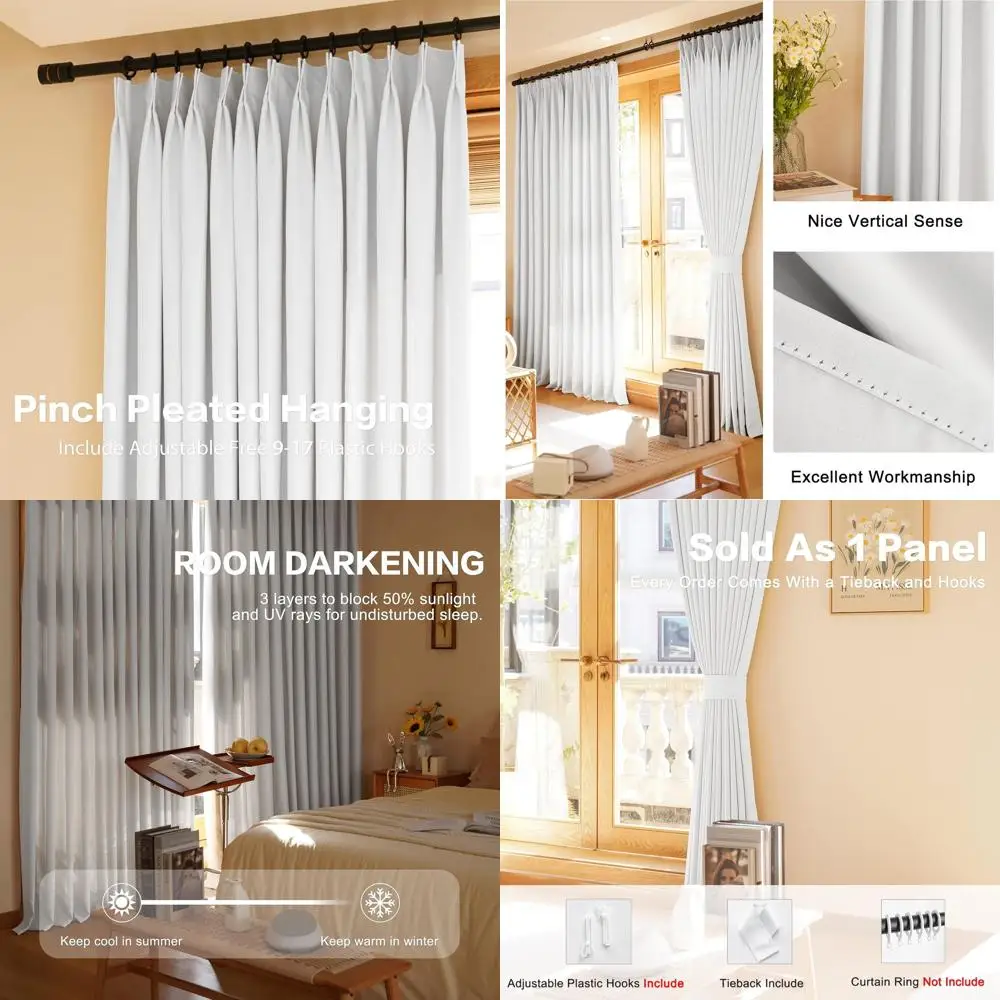 Однотонные белые термоизолирующие шторы с плиссировкой, затемняющие на 50%, 52 x 96 дюймов, для гостиной и патио
Однотонные белые термоизолирующие шторы с плиссировкой, затемняющие на 50%, 52 x 96 дюймов, для гостиной и патио