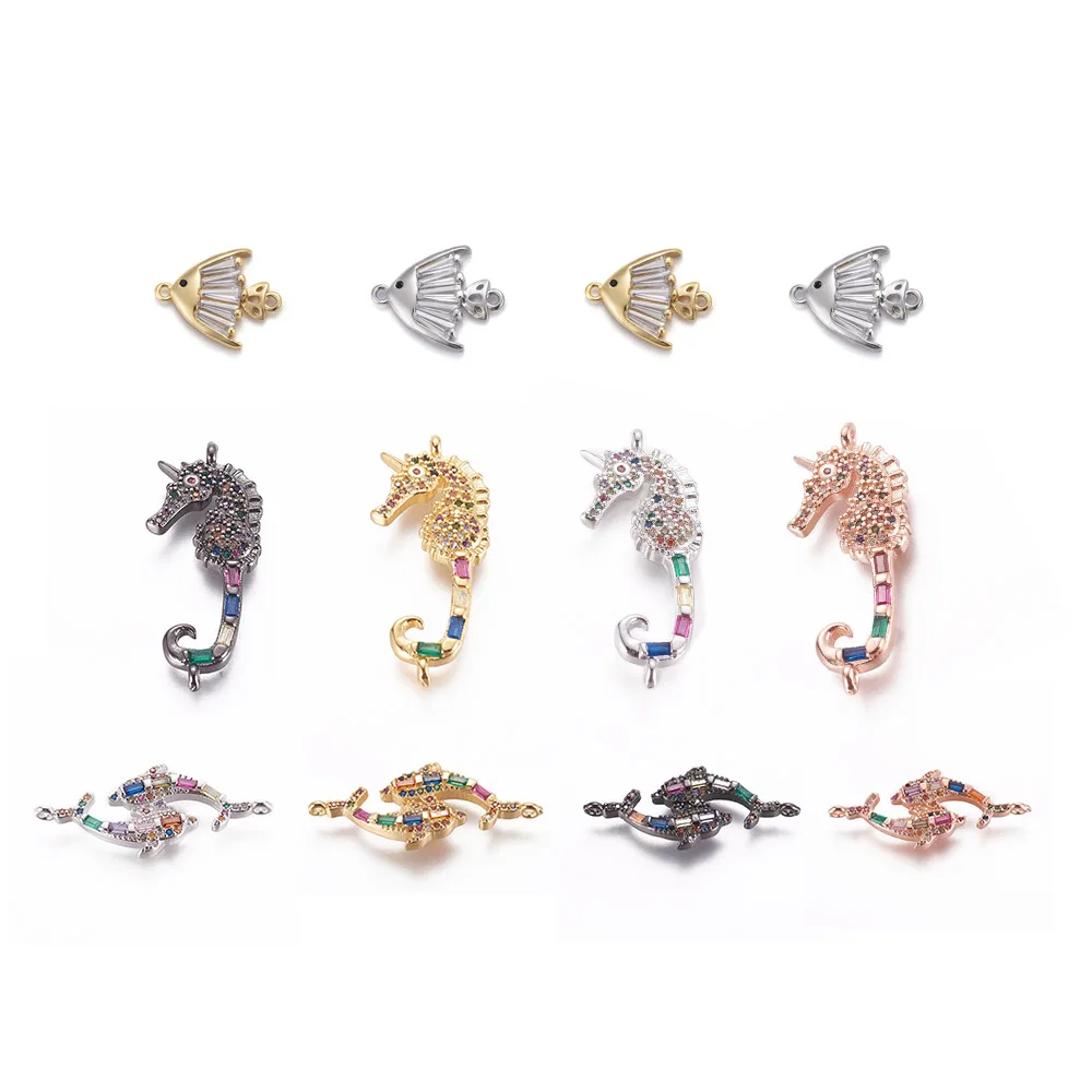 Marine Animal Cubic Zirconia Links Connector Charms Dolphin Sea Horse Fish Shape 2-Loop Link Pendant DIY Jewelry Making 5-20pcs
Marine Animal Cubic Zirconia Links Connector Charms Dolphin Sea Horse Fish Shape 2-Loop Link Pendant DIY Jewelry Making 5-20pcs