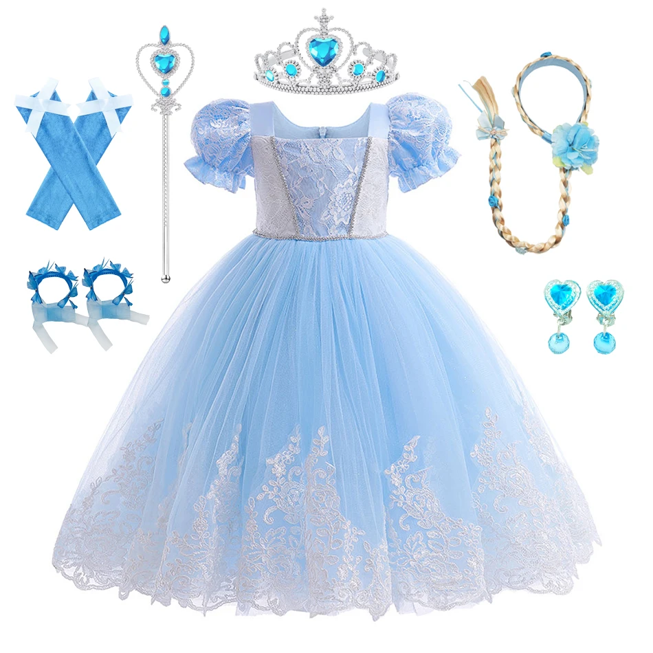 Girls Cinderella Cosplay Costume For Children Kids Blue Puff Sleeve Ball Gown Birthday Party Outfit with Gloves Garland 2-10T
Girls Cinderella Cosplay Costume For Children Kids Blue Puff Sleeve Ball Gown Birthday Party Outfit with Gloves Garland 2-10T
