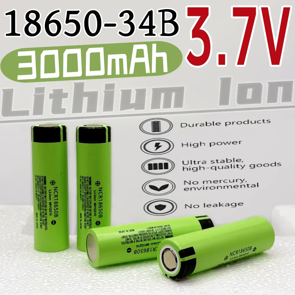 100% new original NCR18650 34B rechargeable lithium-ion battery 3.7V 3000mAh battery cell Suitable for fan flashlight remote co
100% new original NCR18650 34B rechargeable lithium-ion battery 3.7V 3000mAh battery cell Suitable for fan flashlight remote co