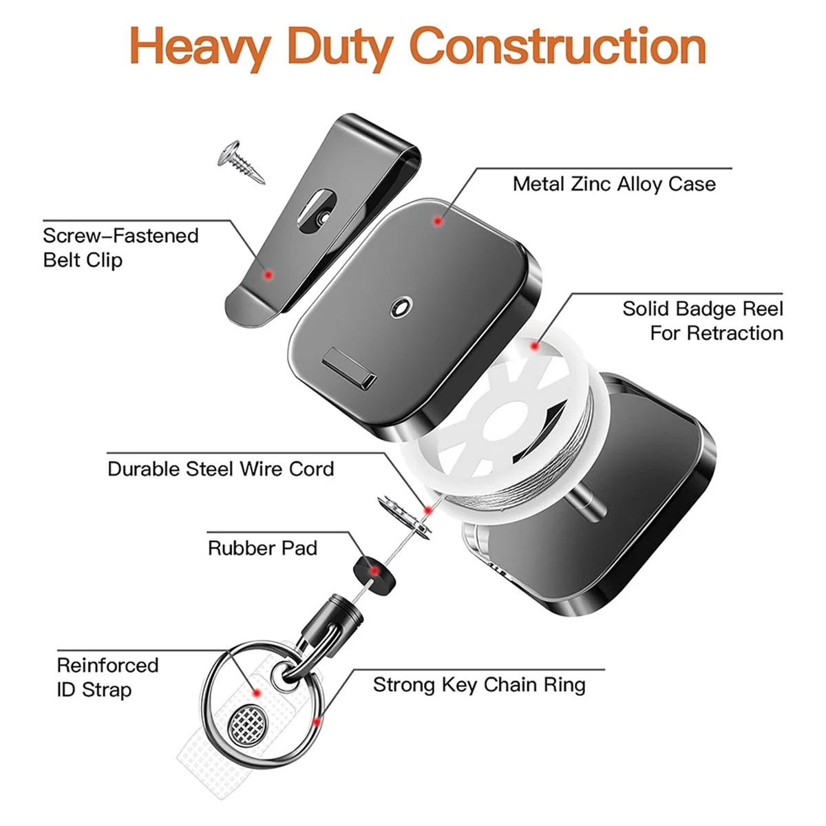 2 Pack Heavy Duty Metal Retractable Badge Holders Carabiner Keychain Belt Badge Reels Clip Key Ring ID Card Holder
2 Pack Heavy Duty Metal Retractable Badge Holders Carabiner Keychain Belt Badge Reels Clip Key Ring ID Card Holder