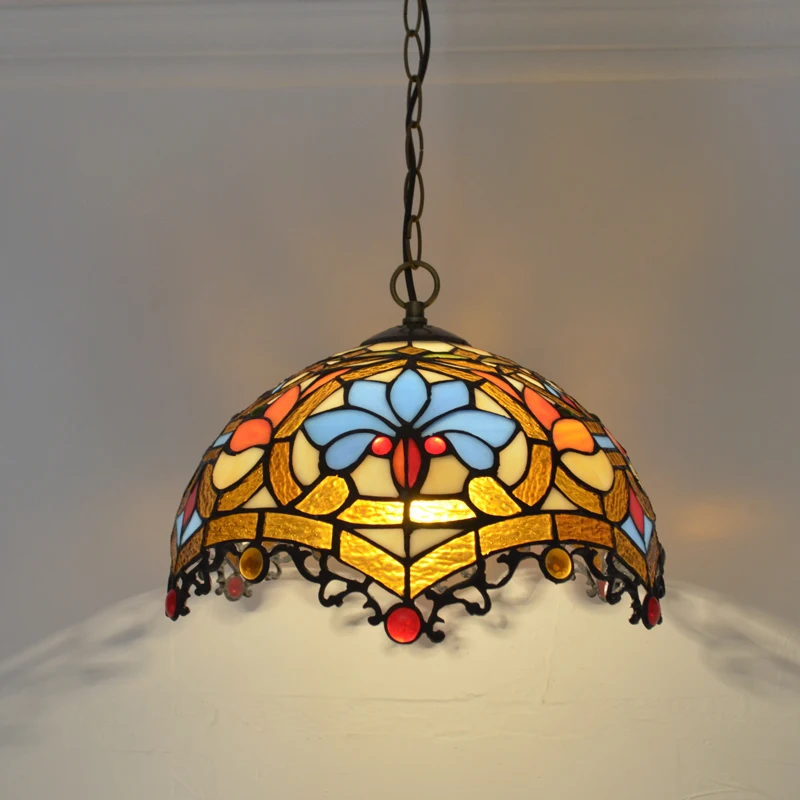 European retro stained glass bar restaurant guest lamp commercial American pastoral bedroom entrance chandelier
European retro stained glass bar restaurant guest lamp commercial American pastoral bedroom entrance chandelier