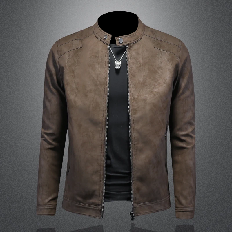 Мужская куртка с воротником-стойкой, модная, матовая, из искусственной кожи, с матовым покрытием, короткий рукав, повседневная одежда
Мужская куртка с воротником-стойкой, модная, матовая, из искусственной кожи, с матовым покрытием, короткий рукав, повседневная одежда