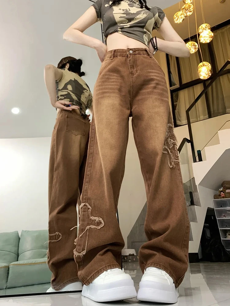 Zoki American Women Y2K Jeans High Waist Casual Embroidery Denim Pants Vintage Loose Female Fall Streetwear Wide Leg Trousers
Zoki American Women Y2K Jeans High Waist Casual Embroidery Denim Pants Vintage Loose Female Fall Streetwear Wide Leg Trousers