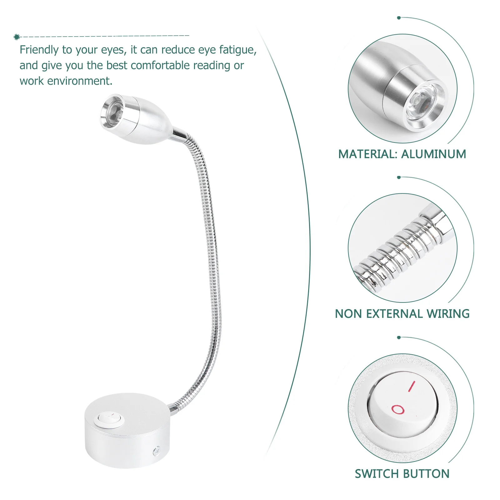 Reading Light Led Wall Lamp Silver White Flexible Gooseneck For Bedroom Hotel Office Museum Eye-Friendly Bedside
Reading Light Led Wall Lamp Silver White Flexible Gooseneck For Bedroom Hotel Office Museum Eye-Friendly Bedside