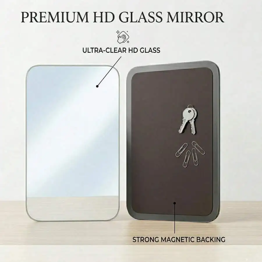 Premium HD Glass Magnetic Makeup Mirror Frameless With Rounded Corners For Locker Office Gym
Premium HD Glass Magnetic Makeup Mirror Frameless With Rounded Corners For Locker Office Gym