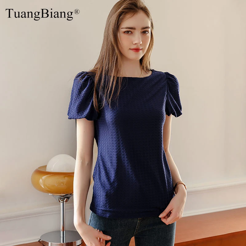 TuangBiang Summer 2023 Folds Solid Slash Neck Tshirts Puff Sleeve 3D Ribbed Cotton T-Shirts Female Clothing Classic Pleated Tops
TuangBiang Summer 2023 Folds Solid Slash Neck Tshirts Puff Sleeve 3D Ribbed Cotton T-Shirts Female Clothing Classic Pleated Tops