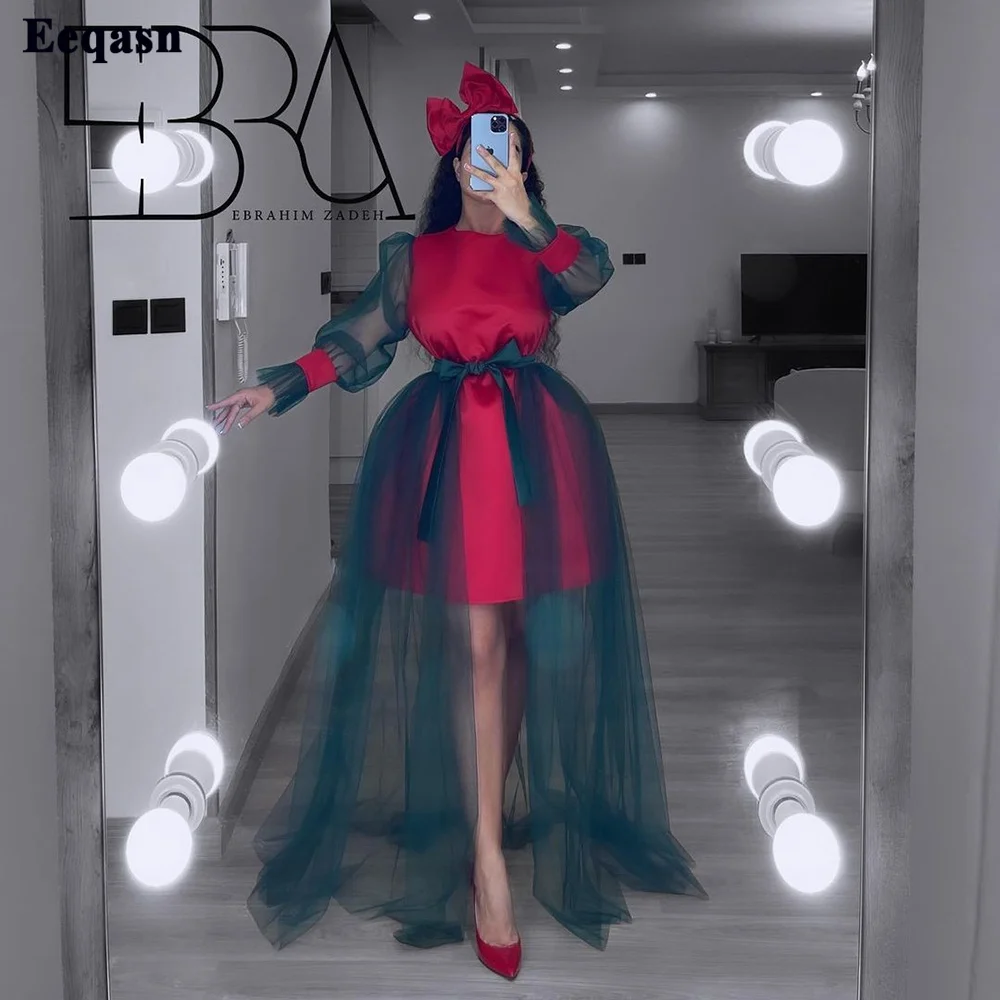 Eeqasn Red And Teal Long Sleeves Prom Dresses Removable Skirt Mini Formal Party Dress With Sashes Club Event Outfits For Women
Eeqasn Red And Teal Long Sleeves Prom Dresses Removable Skirt Mini Formal Party Dress With Sashes Club Event Outfits For Women