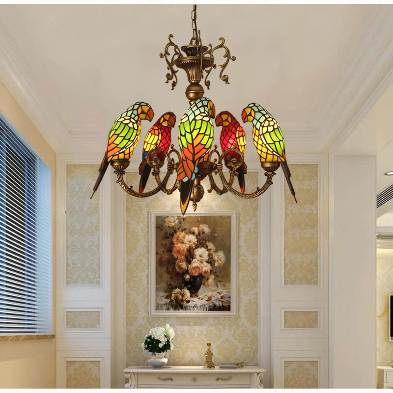 American Style Colorful Glass Parrot Design LED Pendant Lights Hotel Parlour Bedroom High-end Chandelier Indoor Decor Lighting 
American Style Colorful Glass Parrot Design LED Pendant Lights Hotel Parlour Bedroom High-end Chandelier Indoor Decor Lighting