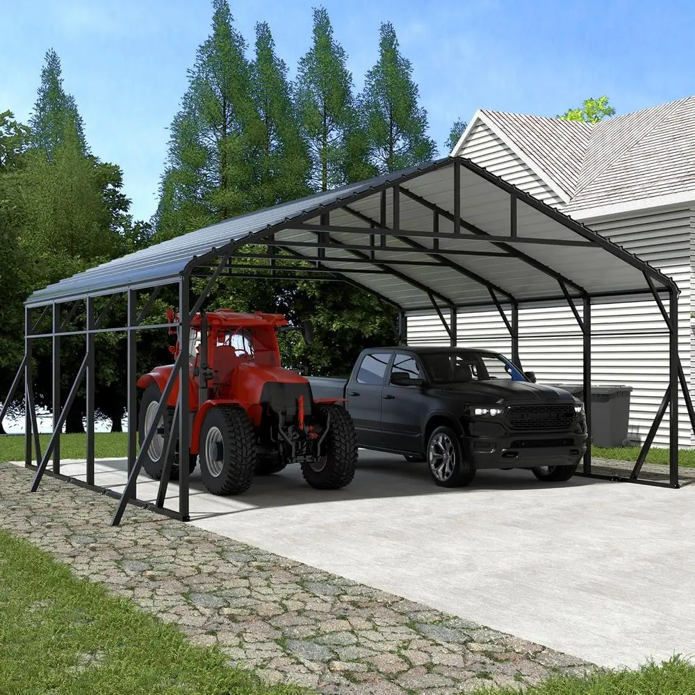 Metal Carport, Heavy Duty Carport with Galvanized Steel e and Roo, Outdoor Storage Shed, Car Tent Garage Shelter or Pickup, Truc
Metal Carport, Heavy Duty Carport with Galvanized Steel e and Roo, Outdoor Storage Shed, Car Tent Garage Shelter or Pickup, Truc