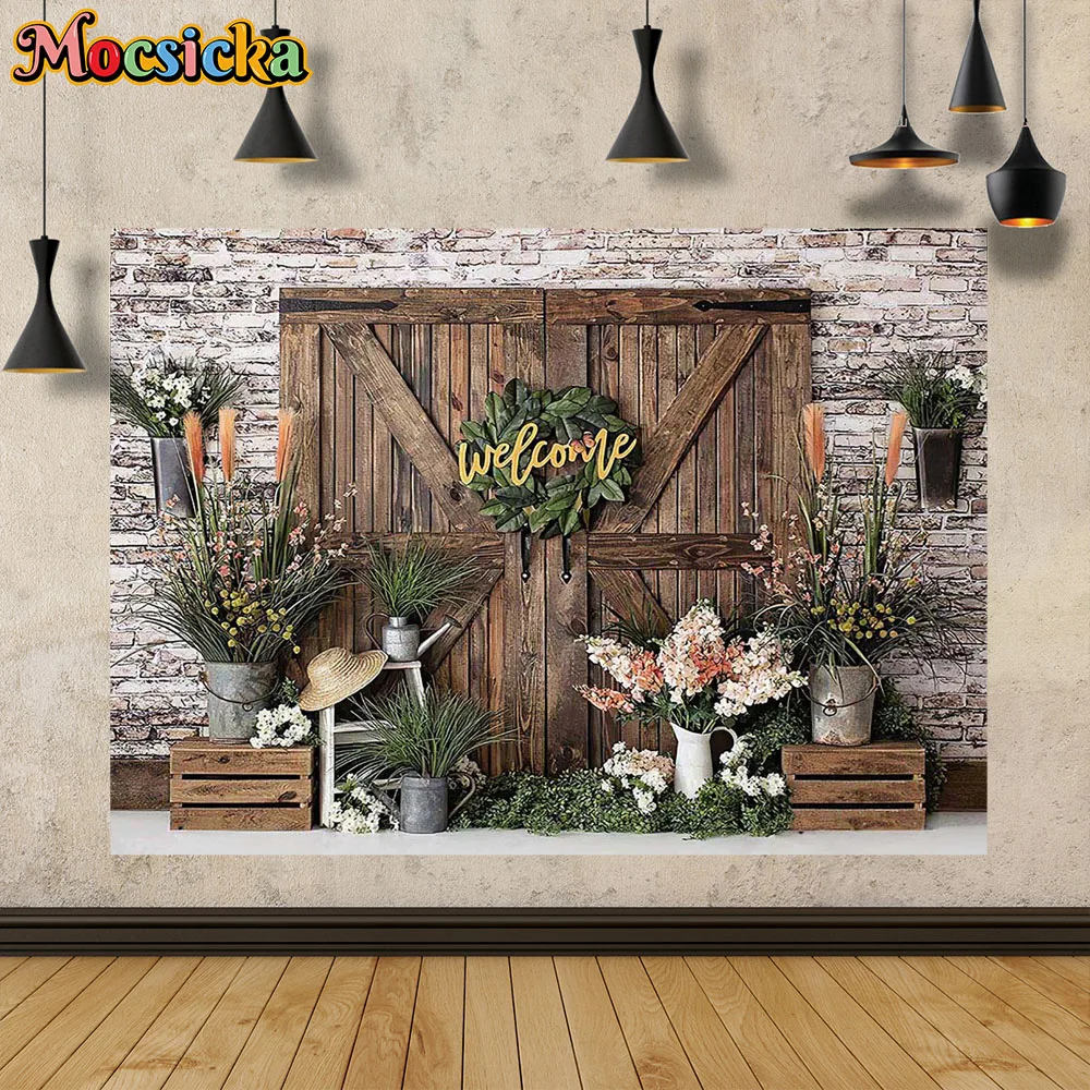 Mocsicka Welcome Wooden Door Decor Baby Portrait Photo Backdrop for Studio Photography Vintage Brick Wall Floral Background Prop
Mocsicka Welcome Wooden Door Decor Baby Portrait Photo Backdrop for Studio Photography Vintage Brick Wall Floral Background Prop