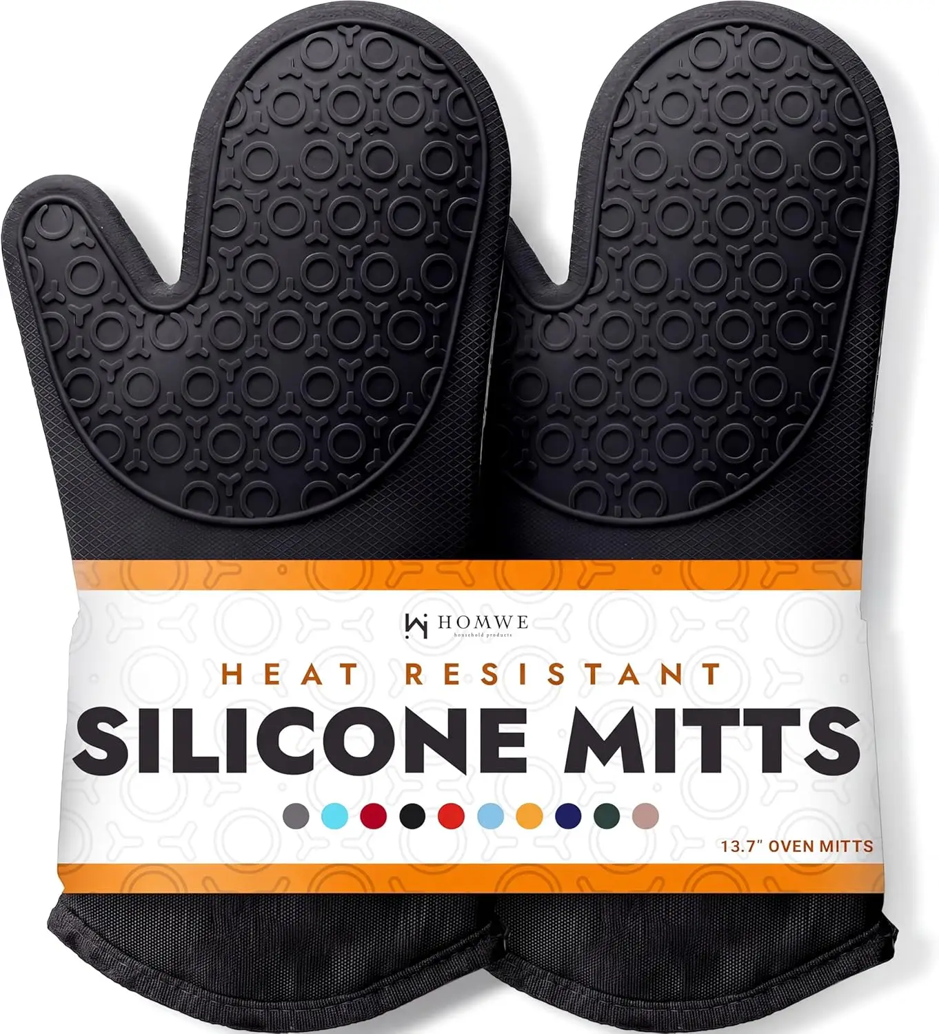 BPA-Free Silicone Oven Mitts Ultra Heat Resistant up to 500°F - Oven Mitts with Thick Cotton Liner - Long Slip Resistant Pot Holders, Flexible Oven Gloves - Black 13.7"
BPA-Free Silicone Oven Mitts Ultra Heat Resistant up to 500°F - Oven Mitts with Thick Cotton Liner - Long Slip Resistant Pot Holders, Flexible Oven Gloves - Black 13.7"