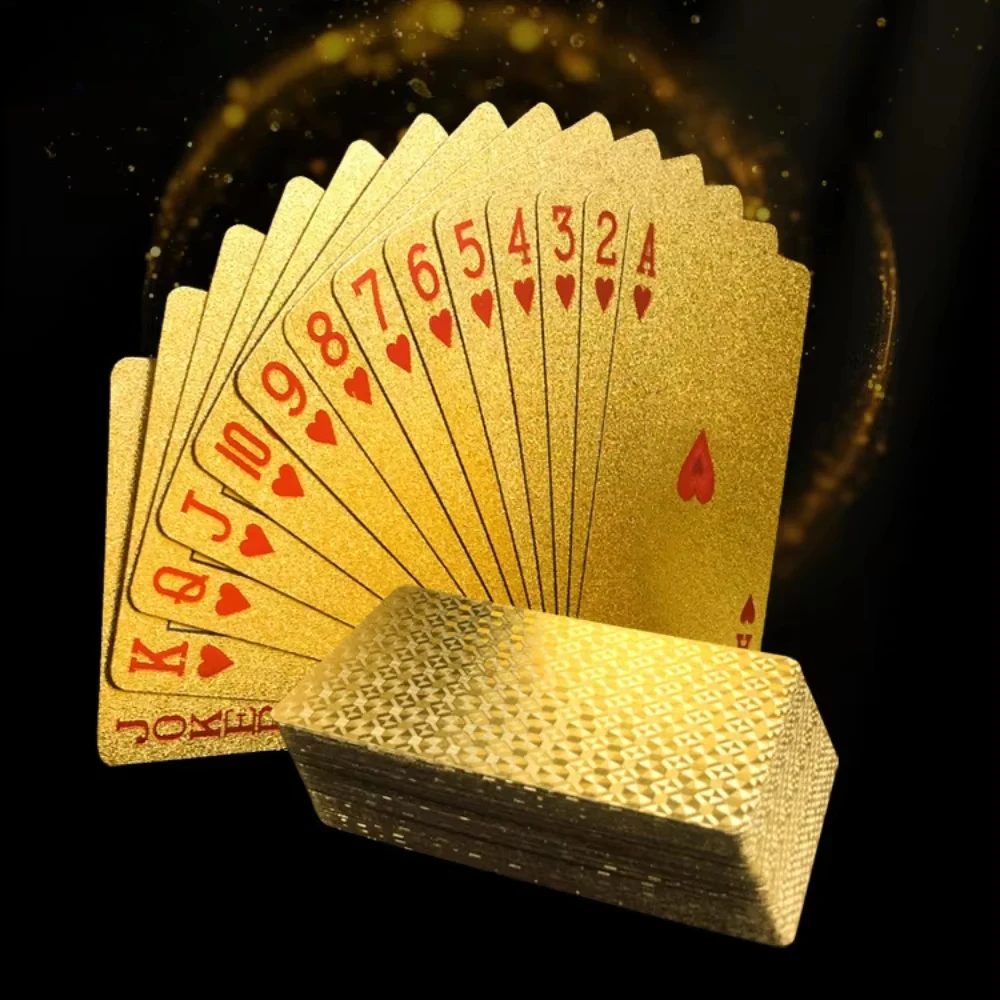 Gold Foil Waterproof Classtic PVC Poker Cards Probability Game Eliminate Boredom Entertainment Poker Home Festival Game
Gold Foil Waterproof Classtic PVC Poker Cards Probability Game Eliminate Boredom Entertainment Poker Home Festival Game