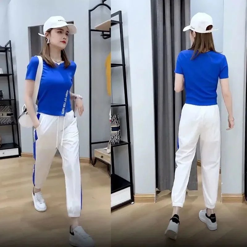 Women's Casual Tracksuit 2025 Summer New Fashion Bundle Of Feet Pants And Pink Short Sleeved T-shirt Top Two Piece Set For Women
Women's Casual Tracksuit 2025 Summer New Fashion Bundle Of Feet Pants And Pink Short Sleeved T-shirt Top Two Piece Set For Women