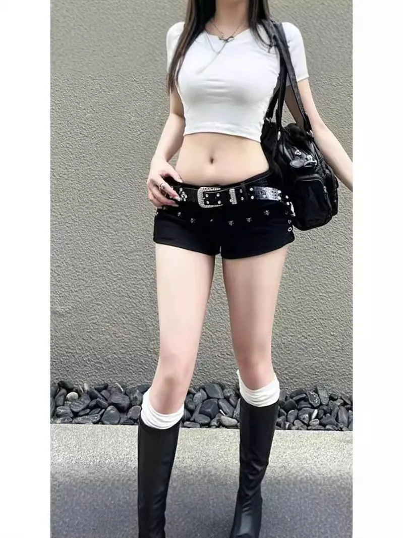 RetroY2K Shorts MatteBlack Low-Rise UltraSexy Shorts BodyconStudded Rivet Belted Shorts PunkGoth Aesthetic Micro Hotpants
RetroY2K Shorts MatteBlack Low-Rise UltraSexy Shorts BodyconStudded Rivet Belted Shorts PunkGoth Aesthetic Micro Hotpants