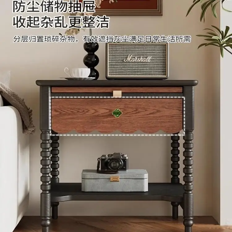 Medieval solid wood bedside table Household bedroom storage cabinet Bedside side cabinet Small light luxury bedside cabinet
Medieval solid wood bedside table Household bedroom storage cabinet Bedside side cabinet Small light luxury bedside cabinet