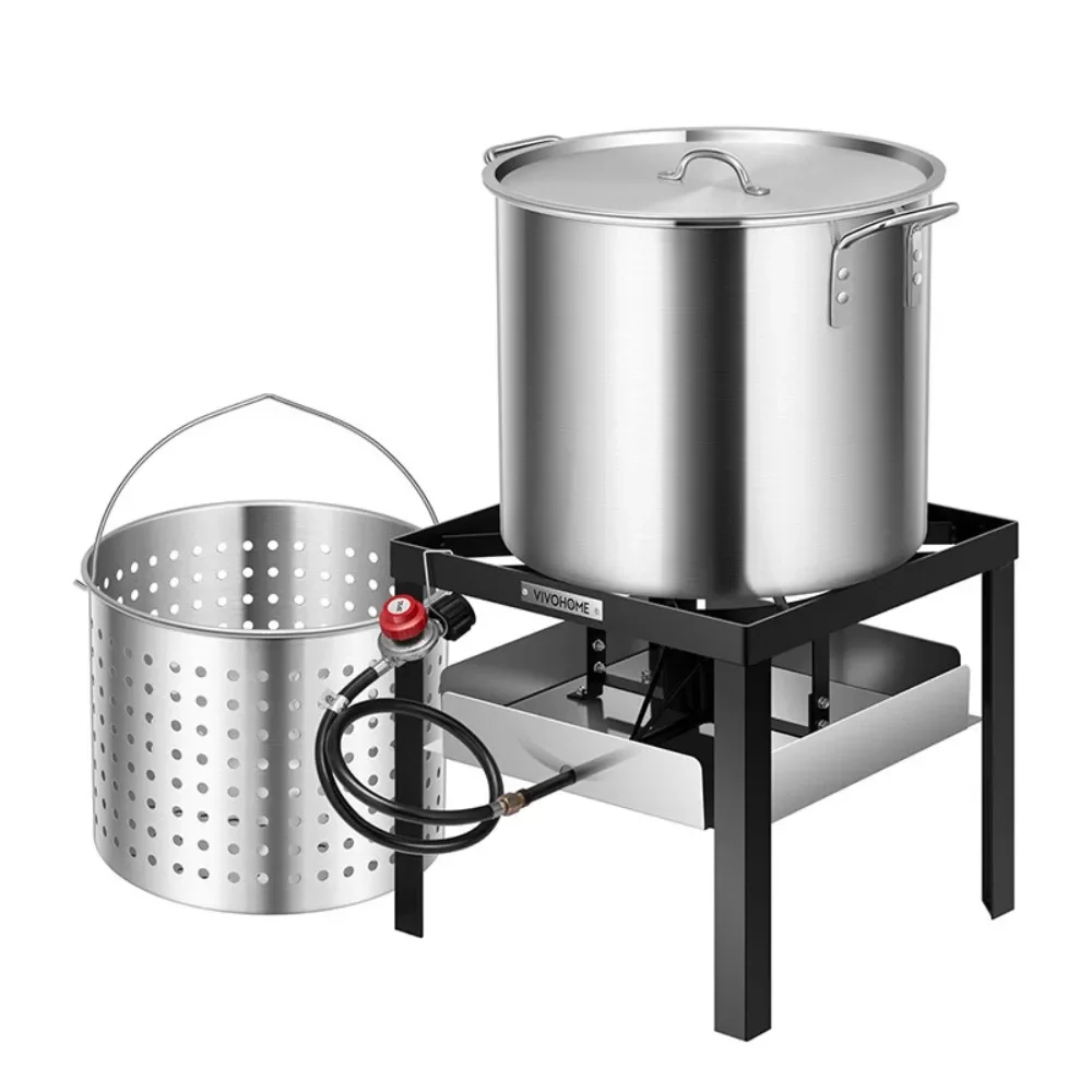 65 Qt. Seafood Boil Pot with 45 Qt. Basket and 110,000 BTU Propane Burner Stand
65 Qt. Seafood Boil Pot with 45 Qt. Basket and 110,000 BTU Propane Burner Stand