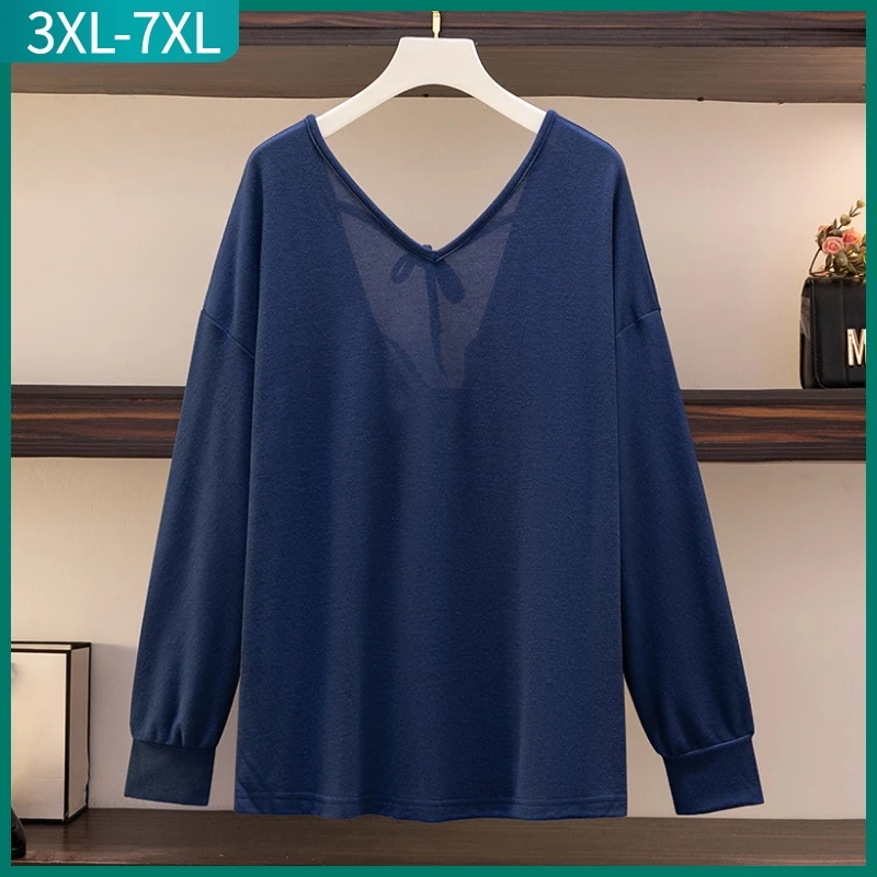 New 2023 Spring Autumn Plus Size Tops For Women Large Size Long Sleeve Loose Blue V-neck Shirt 3XL 4XL 5XL 6XL 7XL
New 2023 Spring Autumn Plus Size Tops For Women Large Size Long Sleeve Loose Blue V-neck Shirt 3XL 4XL 5XL 6XL 7XL
