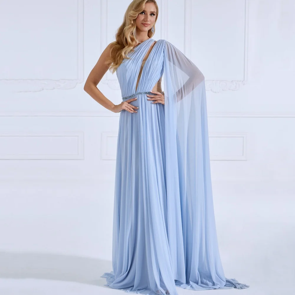 Customized Sexy A Line Simple Prom Dresses One Shoulder Chiffon Party Gown High Split Evening Dress New Vestido De Novia
Customized Sexy A Line Simple Prom Dresses One Shoulder Chiffon Party Gown High Split Evening Dress New Vestido De Novia
