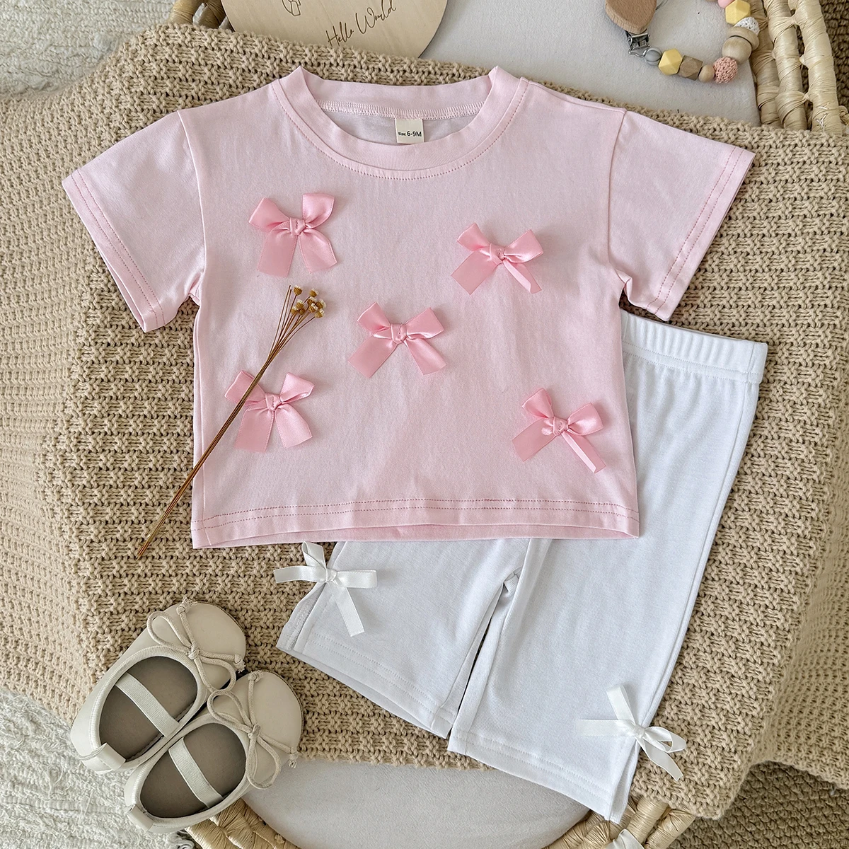 Baby Girls Clothes Summer Cotton Outfit Set Bow Top And Shorts 2-Piece Children's Clothing Ensemble for Girls Suit 0-3Y
Baby Girls Clothes Summer Cotton Outfit Set Bow Top And Shorts 2-Piece Children's Clothing Ensemble for Girls Suit 0-3Y