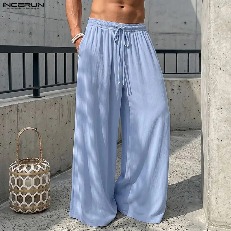INCERUN Men's Wide Leg Pants Solid Color Drawstring Joggers Casual Trousers For Man Streetwear Loose 2026 Fashion Wide Leg Pants
INCERUN Men's Wide Leg Pants Solid Color Drawstring Joggers Casual Trousers For Man Streetwear Loose 2026 Fashion Wide Leg Pants