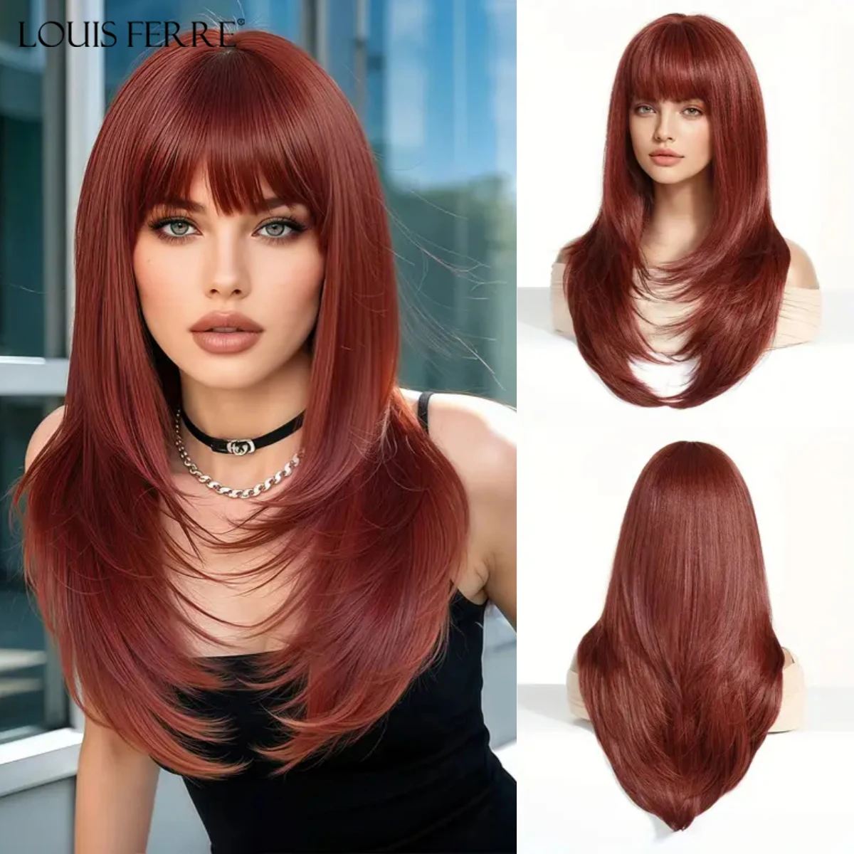 Red Brown Party Cosplay Wigs Long Straight Layered Fake Hair For Women Natural Synthetic Wigs With Bangs Heat Resistant Fiber
Red Brown Party Cosplay Wigs Long Straight Layered Fake Hair For Women Natural Synthetic Wigs With Bangs Heat Resistant Fiber