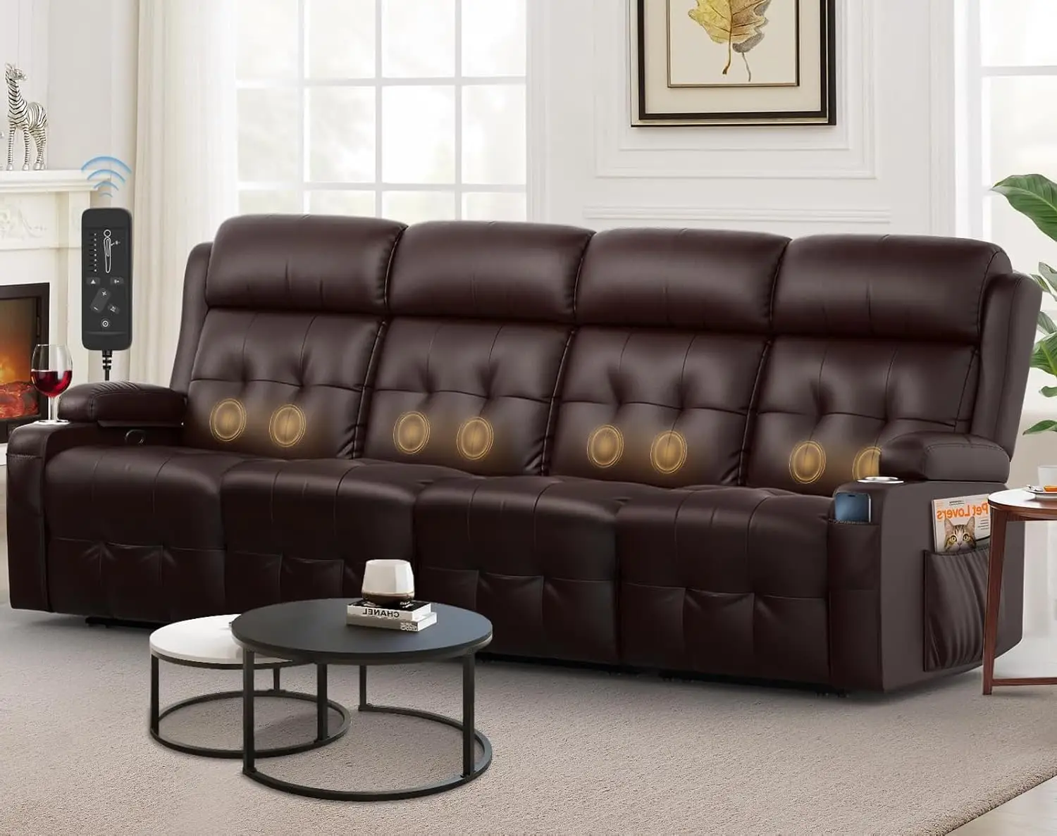 Reclining Couch 113 PU Leather Sofa Recliner with Massage 4 Seat Home Theater Seating Comfy Soft Manual Wall Hugger Reclining
Reclining Couch 113 PU Leather Sofa Recliner with Massage 4 Seat Home Theater Seating Comfy Soft Manual Wall Hugger Reclining
