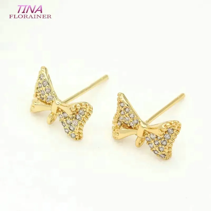 12*8MM Bowknot Shape Earring 14K Gold Color Plated Copper and Zircon DIY Stud Earrings Jewelry Findings Accessories
12*8MM Bowknot Shape Earring 14K Gold Color Plated Copper and Zircon DIY Stud Earrings Jewelry Findings Accessories