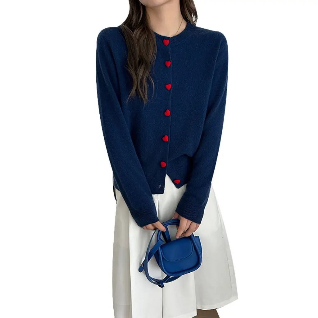 Women's Korean Style Sweet Love Button Wool Cardigan Crewneck Sweater Cashmere Jacket for Autumn Winter All-match Fashion
Women's Korean Style Sweet Love Button Wool Cardigan Crewneck Sweater Cashmere Jacket for Autumn Winter All-match Fashion