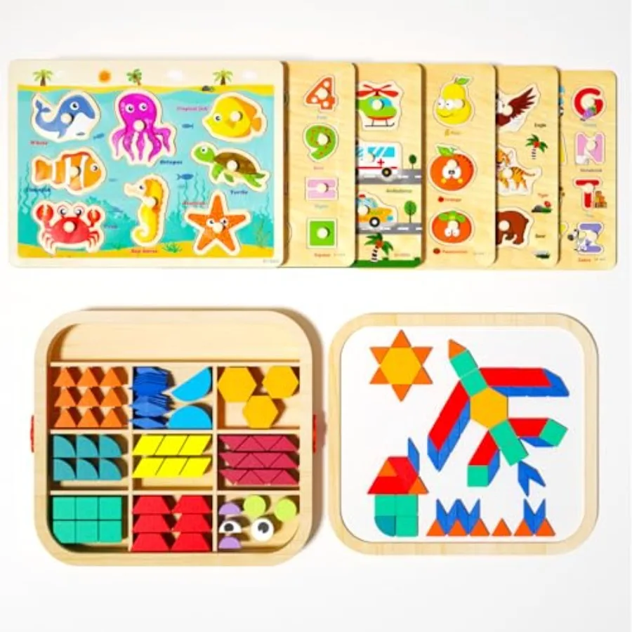 Деревянный развивающий набор игрушек для малышей 2-5 лет: 288 магнитных блоков для создания узоров и 6 пазлов-вкладышей, развивающие игрушки Монтессори
Деревянный развивающий набор игрушек для малышей 2-5 лет: 288 магнитных блоков для создания узоров и 6 пазлов-вкладышей, развивающие игрушки Монтессори