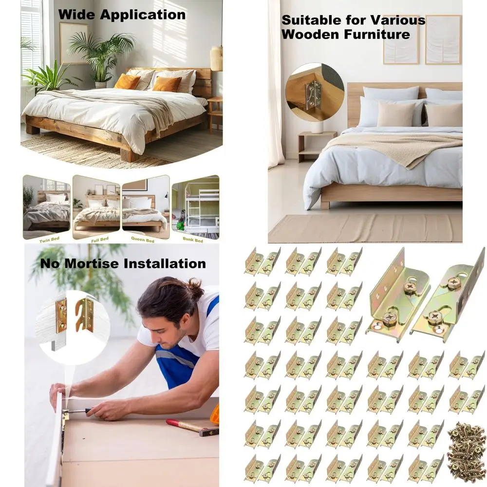 Universal Bed Rail Brackets with Screws for Bed and Furniture Assembly
Universal Bed Rail Brackets with Screws for Bed and Furniture Assembly